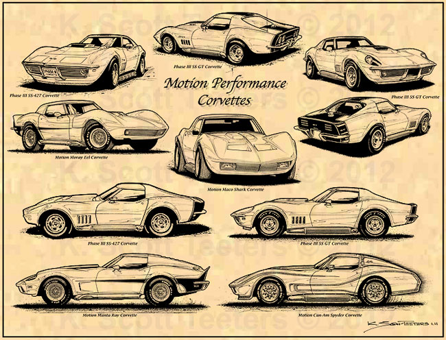 NEW Motion Performance Corvettes Tribute Art Print