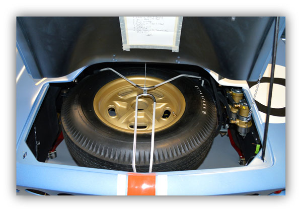 Racing rules mandated that all of the sports car entered had to carry a spare tire.